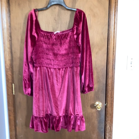 Relisted LC Lauren Conrad smocked flounce hem velvet dress boho size XXL - Picture 6 of 17